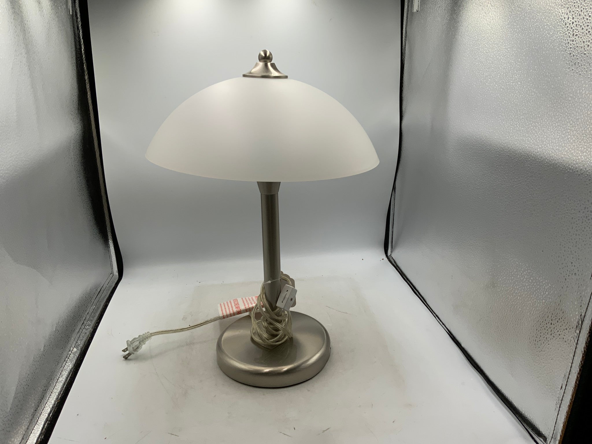 Silver Lamp with Glass Shade